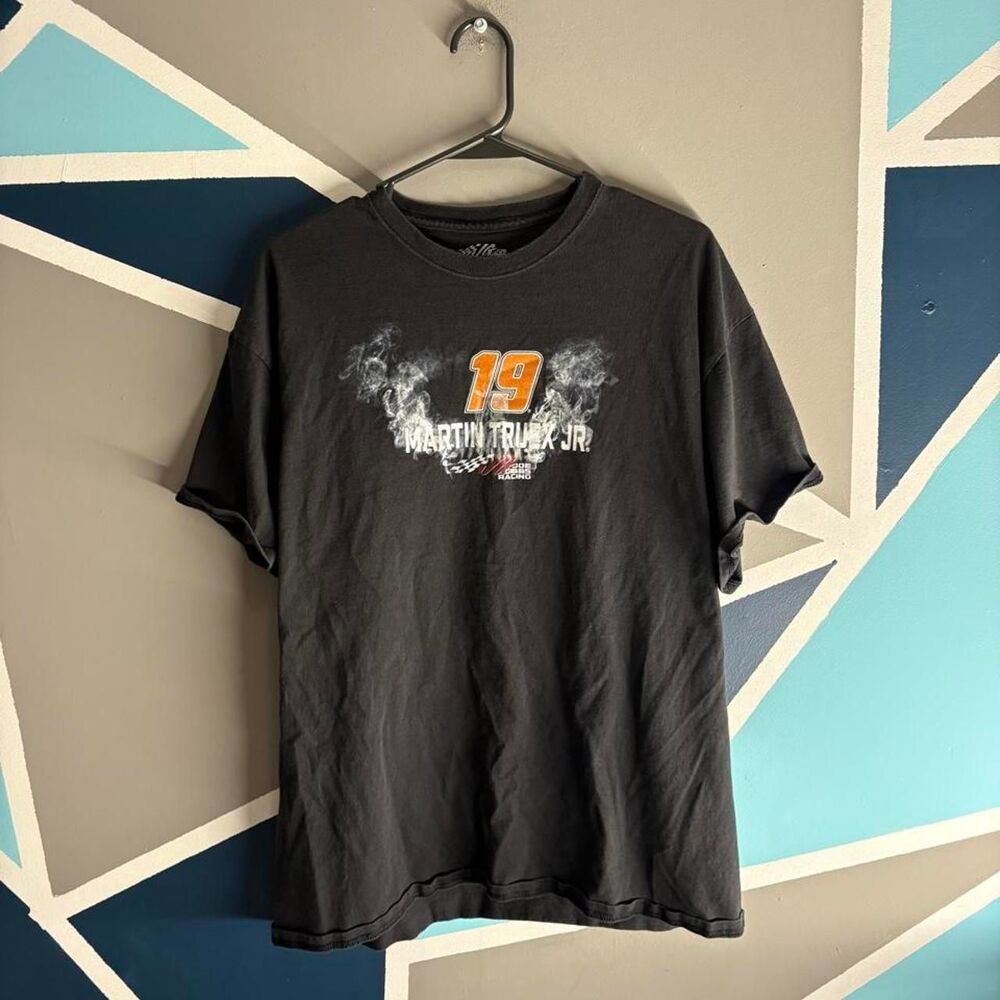 Martin Truex Nascar Men's Black and Grey T-shirt